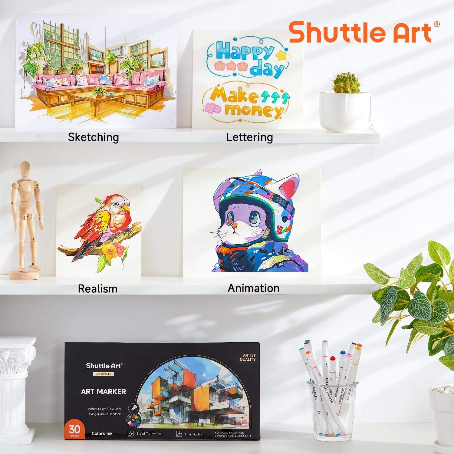 Shuttle Art 30-Color Dual Tip Marker Set photo 4