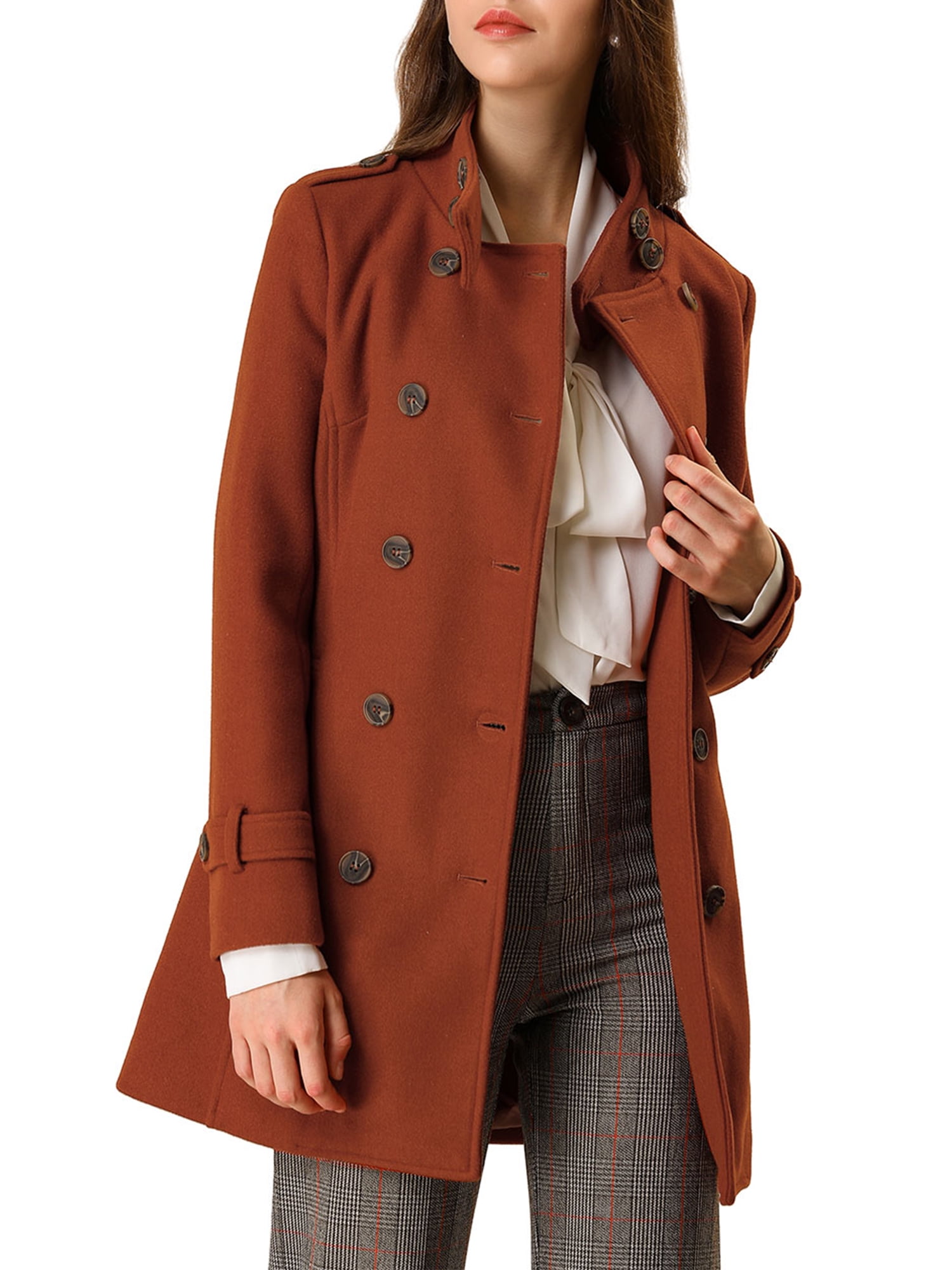 brown double breasted coat womens
