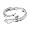 thumbnail image 4 of Anillo de abrazo Bling Bling de Plata 925 Anillo abierto con manos que se abrazan, 4 of 10