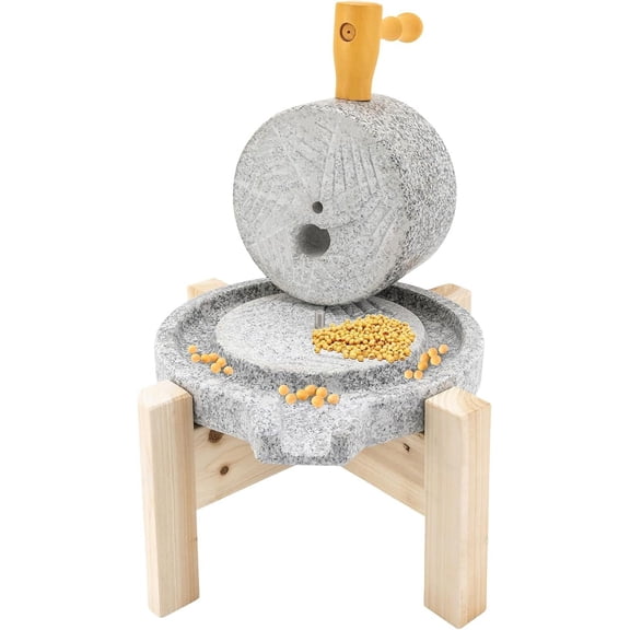 Hand Stone Mill, Natural Hemp Stone Paste Mill Handmade Countertop, Dry/Wet Mill, Grain Mill with Filter Bag, Grind Soy Milk/Wheat Flour/Rice/Peanuts/Spices/Coffee Beans