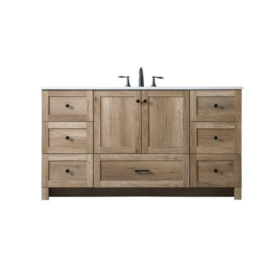 60 in. Single Bathroom Vanity, Natural Oak