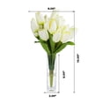 thumbnail image 4 of Enova Home 18 Heads Artificial Silk Tulips Faux Flowers Arrangement in Glass Vase with Acrylic Water for Home Office Decoration (Cream), 4 of 4