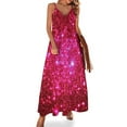 thumbnail image 1 of Vestido sin mangas rosa intenso con estrellas brillantes vestidos para mujer vestido de cumpleaños para mujer ropa de lujo mujer, 1 of 7