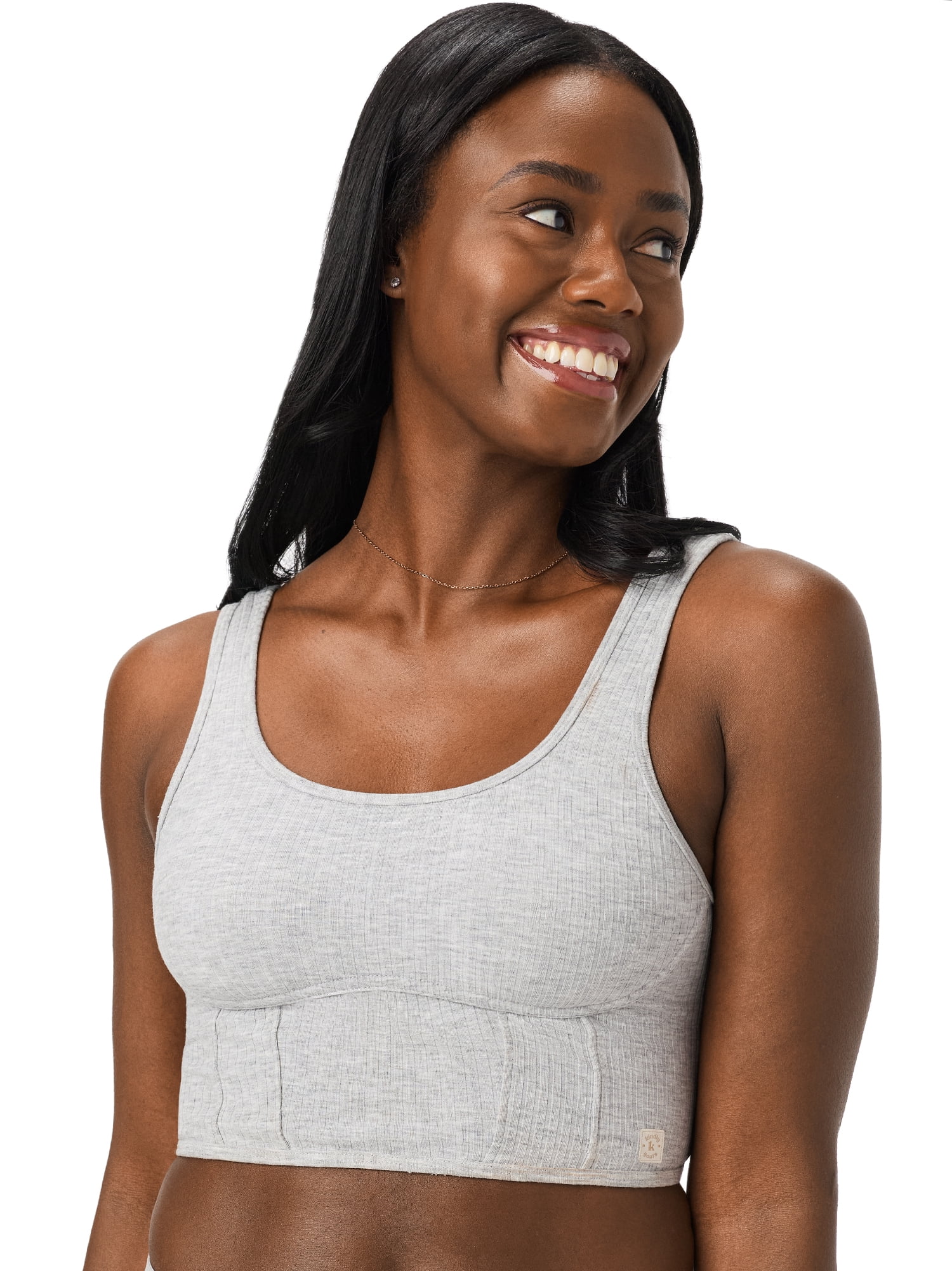 Kindly Yours Women’s Wireless Rib Longline Corset Bra Top, Sizes S-XXXL