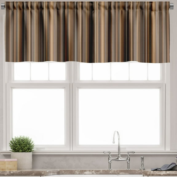 Ambesonne Abstract Window Valance, Vertical Color Lines, 54" X 12", Pale Caramel Chocolate