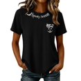 thumbnail image 3 of Stars Moon Funny Graphic Tees for Women Round Neck Short Sleeve Casual Fall Tops Fall Shirts Black M, 3 of 6
