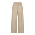 thumbnail image 6 of Women's Casual Loose Drawstring High Waist Cotton Linen Pants Comfy Plus Size Wide Leg Palazzo Pants Flowy Trousers, 6 of 7