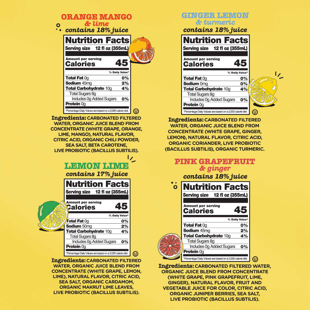 Culture Pop Soda Sparkling Probiotic Drink, Zesty and Tarty