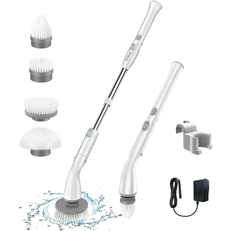 Electric Spin Scrubber, Cordless Shower Spin Scrubber with 6 Brush Heads,  Long Extension Arm and Adapter, Household Cleaning Brush, Bathroom Scrubber