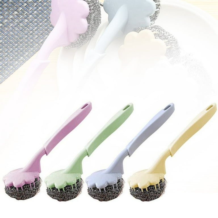 5/8/10PCS Dish Scrubbers Steel Ball With Handle Stainless Scrubber Large  Wire Brush Stainless Steel Kitchen Brush Wire Ball - AliExpress