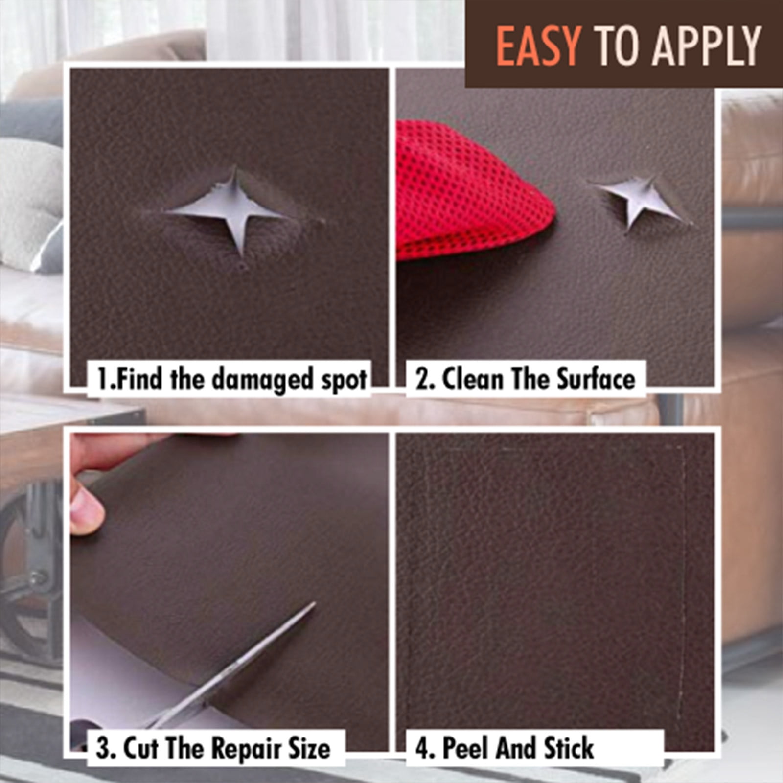 Self-Adhesive Leather Repair Patch - 11.8" x 54" Vinyl & Furniture Repair Tape for Sofas, Car Seats, Bags - No Glue, Easy Cut-to-Shape Scratch Cover