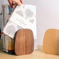 thumbnail image 2 of Sujetalibros de escritorio de madera para arte, soporte para revistas, base de hierro antideslizante, nogal negro, 2 of 5