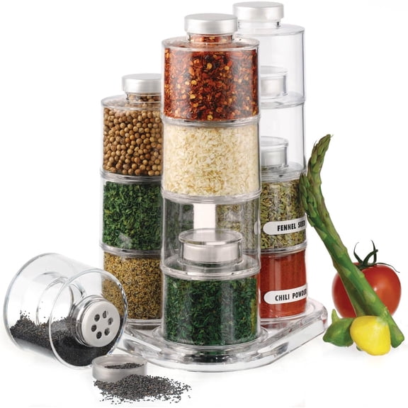 Prodyne Spice Toweer Carousel, 12-Bottle, Transparent
