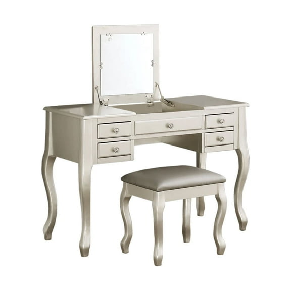 Cherub Vanity Set Featuring Stool And Mirror Silver