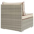 thumbnail image 4 of Modway Repose Rattan & Fabric Patio Armless Chair in Light Gray and Beige, 4 of 5