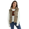 thumbnail image 1 of Elezay Woman Quilted Vest Women Puffer Vest Lightweight Zip Down Stand Collar Packable Padded Gilet Khaki, 1 of 5