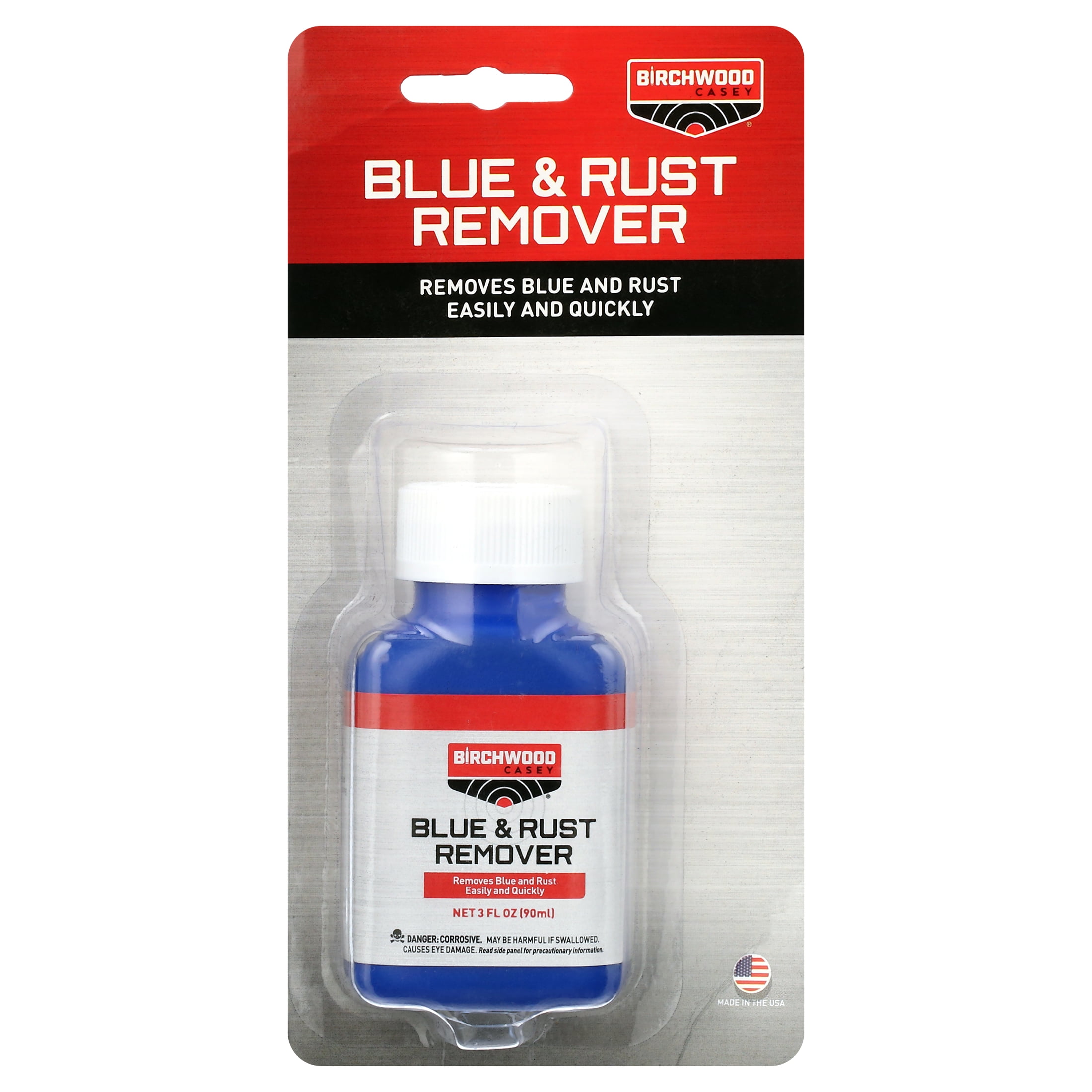 Birchwood Casey Fast-Acting Easy-to-Use Blue & Rust Remover for Gun Cleaning, Maintenance and Preservation, 3 Ounce (90ml)
