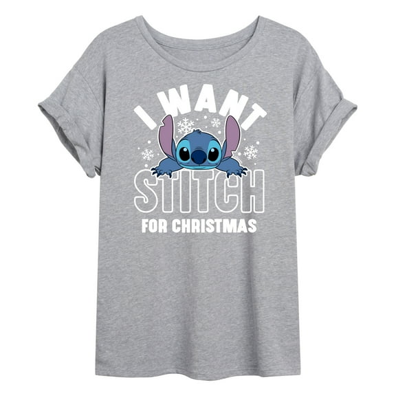 Lilo & Stitch - I Want A Stitch For Christmas - Juniors Ideal Flowy Muscle T-Shirt