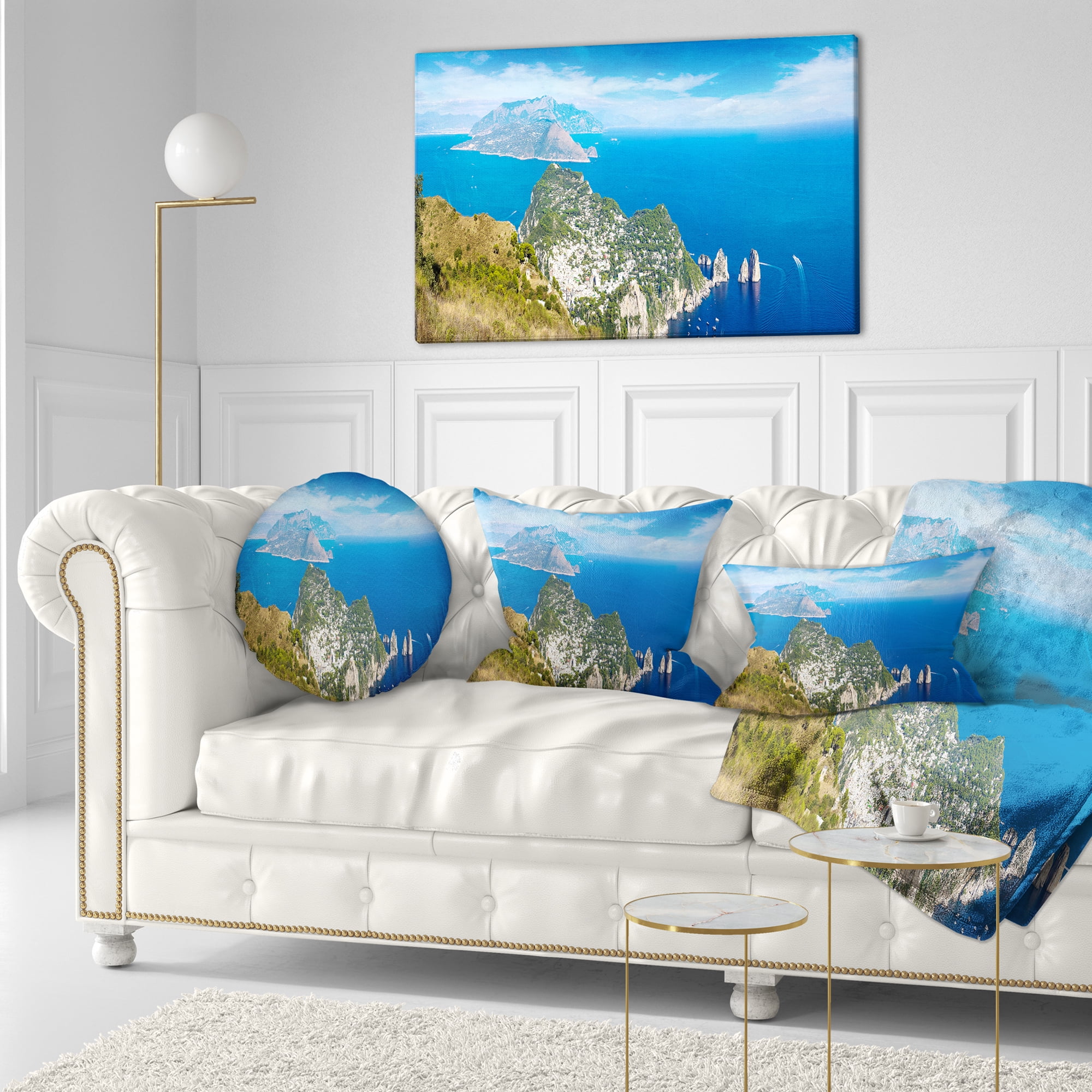 Designart Capri Island in Italy - Photography Throw Pillow - 12x20