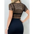 thumbnail image 6 of Biezeib Women's Beaded Crop Tops Round Neck Short Sleeve See Through Sparkle Short Tops for Summer, 6 of 6
