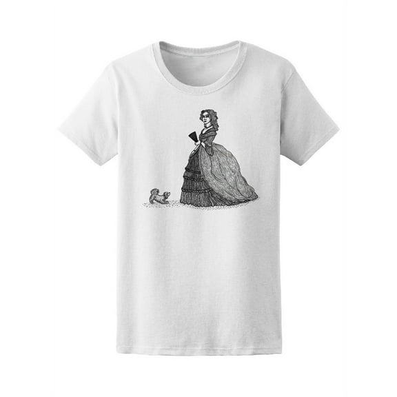 Vintage Victorian Lady With Dog T-Shirt Women -Image by Shutterstock, Female x-Large