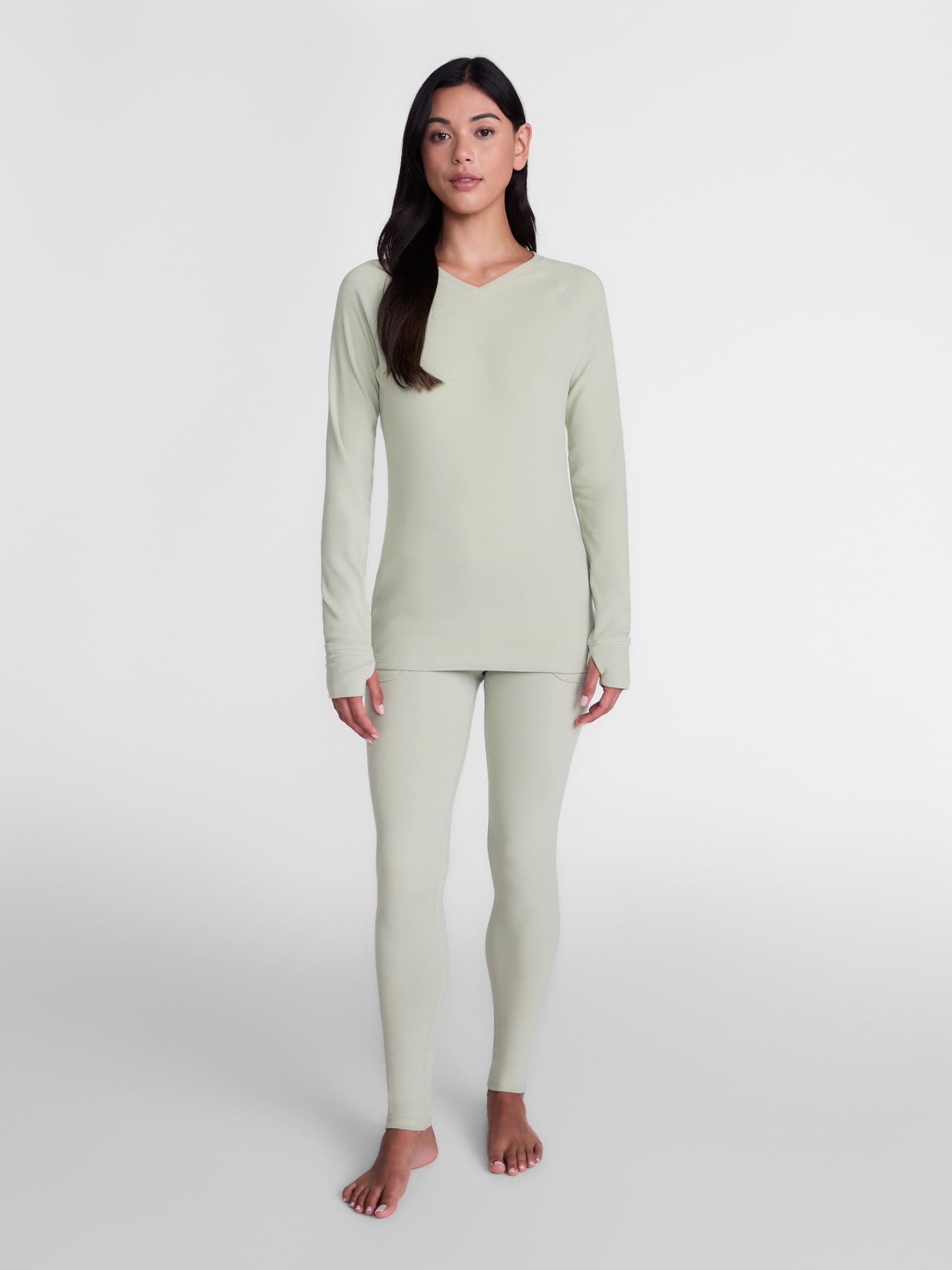 ClimateRight by Cuddl Duds Women’s Warmest Therma Suede Long Sleeve V Neck Thermal Base Layer Top, Sizes XS to 4X