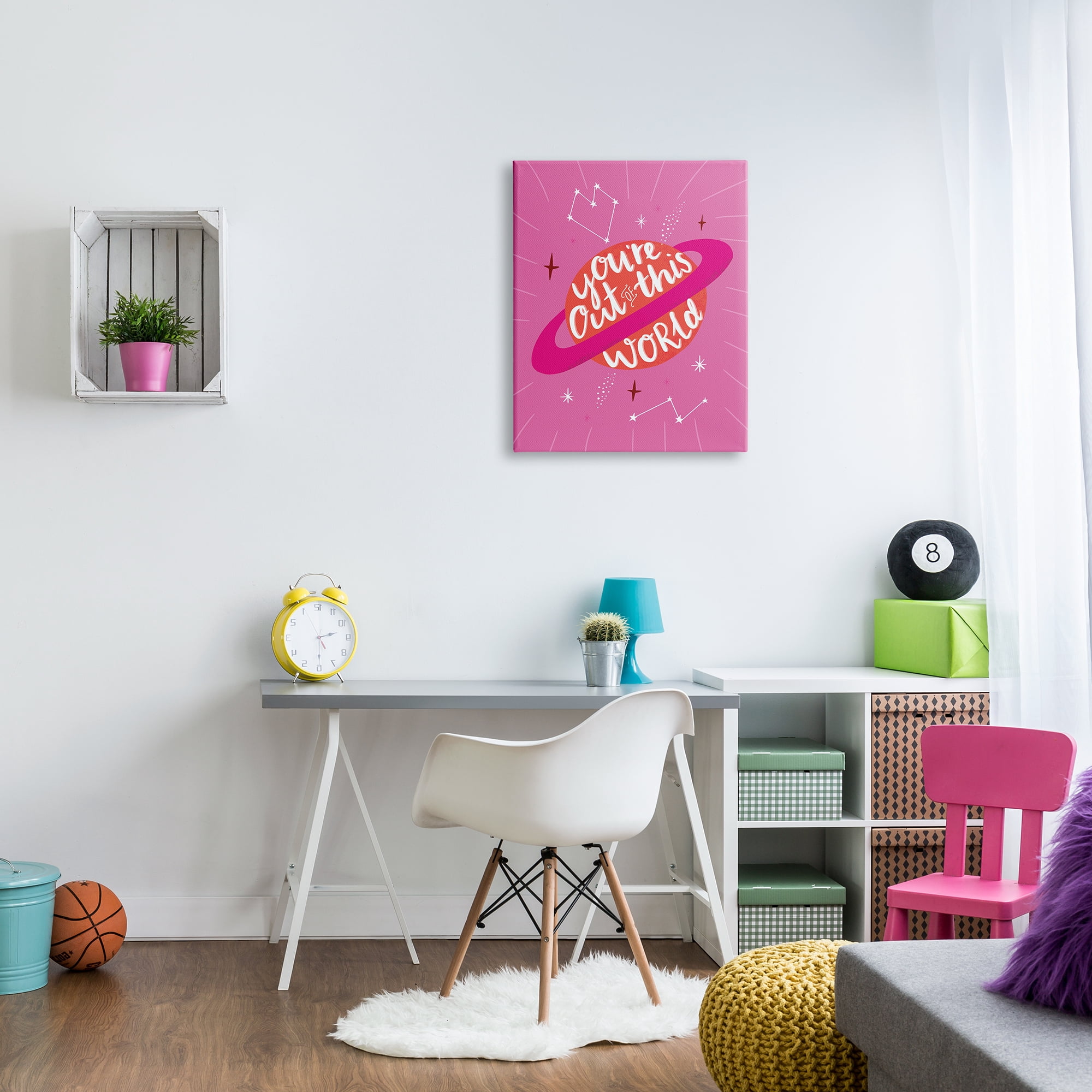 Stupell Industries You're Out of This World Phrase Valentine Pink Planet Novelty Painting Gallery-Wrapped Canvas Print Wall Art, 24 x 30, Design by Louise Allen