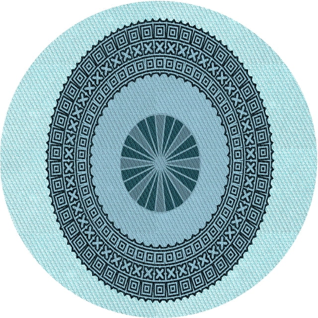 Ahgly Company Indoor Round Patterned Deep-Sea Green Area Rugs, 3' Round