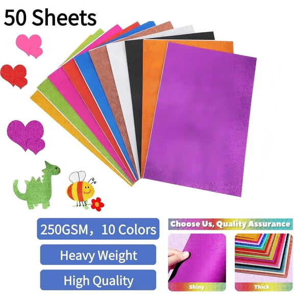 SKSOYT Glitter Cardstock Paper 8.5x11,10 Colors 250 GSM - Premium Sparkly Paper for Home & Classroom DIY Crafts,Father's Day​ Card Making,Scrapbooking (50 Sheets)
