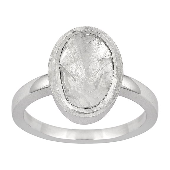 Mooneye 0.75 CTW Natural Slice Polki Diamond Solitaire Women Wedding Ring 925 Sterling Silver