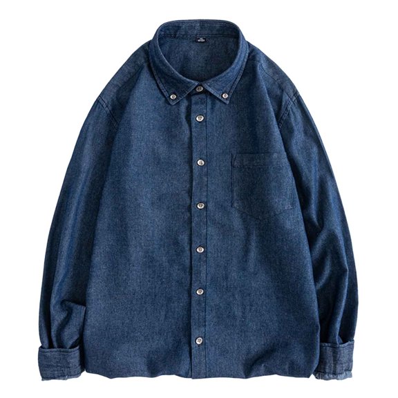 Men's Casual Shirts Workwear Denim Shirts Dark Blue Long Sleeve Button Down Lightweight Plus Size Breathable Classic Fashion Tops