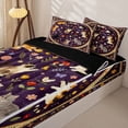 thumbnail image 3 of Homewish Retro Boho Flowers Zipper Full Size Comforter Sets with Fitted Sheet and 2 Pillowcases,Cute Cats Animal Zipper Bedding Set,Purple Cream,Black Reversible,4pcs, 3 of 8