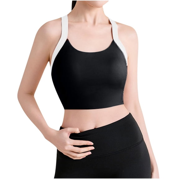 Women's High Impact Sports Bra, Padded Color Block Workout Bra with Built-in Cups for Running Yoga Gym, Breathable Racerback Wireless Activewear
