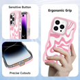 thumbnail image 4 of for iPhone 14 Pro Max Case for Women Girls, Cute Curly Wave Frame Shape Design, Solid Color Lines Water Pattern for Women, Shock-Absorbing and Fall-Resistant for iPhone 14 Pro Max 6.7"-Pink, 4 of 13