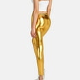 thumbnail image 4 of hoksml Pants for Women Sexy Imitation Leather Pants Nightclub Metal Reflective Trousers Hot Gold Pants, 4 of 5