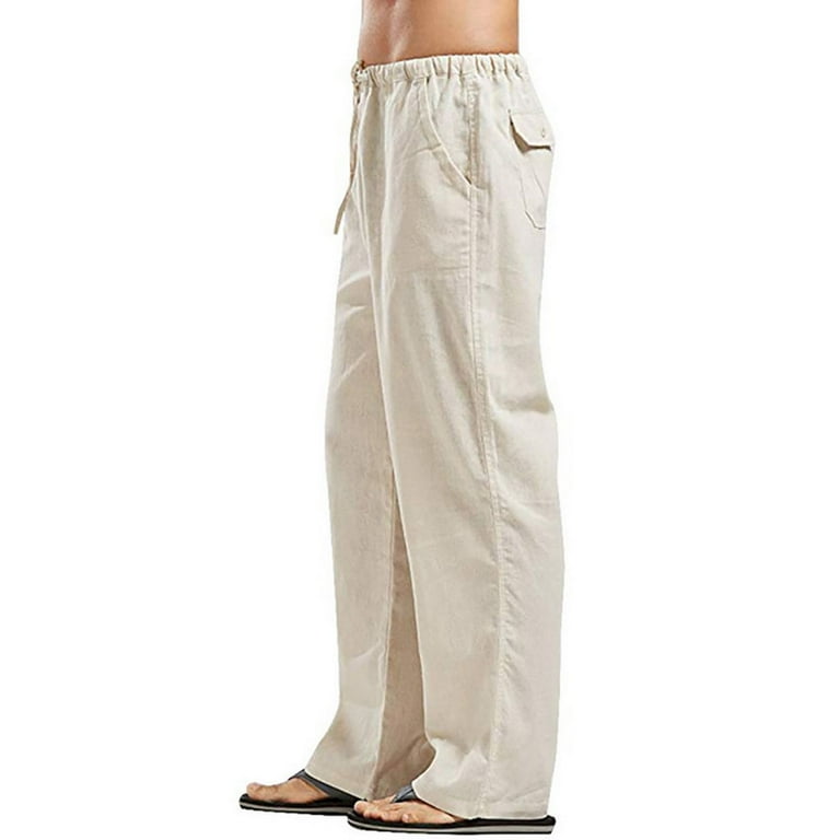SWSMCLT Men's Casual Pants Autumn Pants Back Beach Billowy
