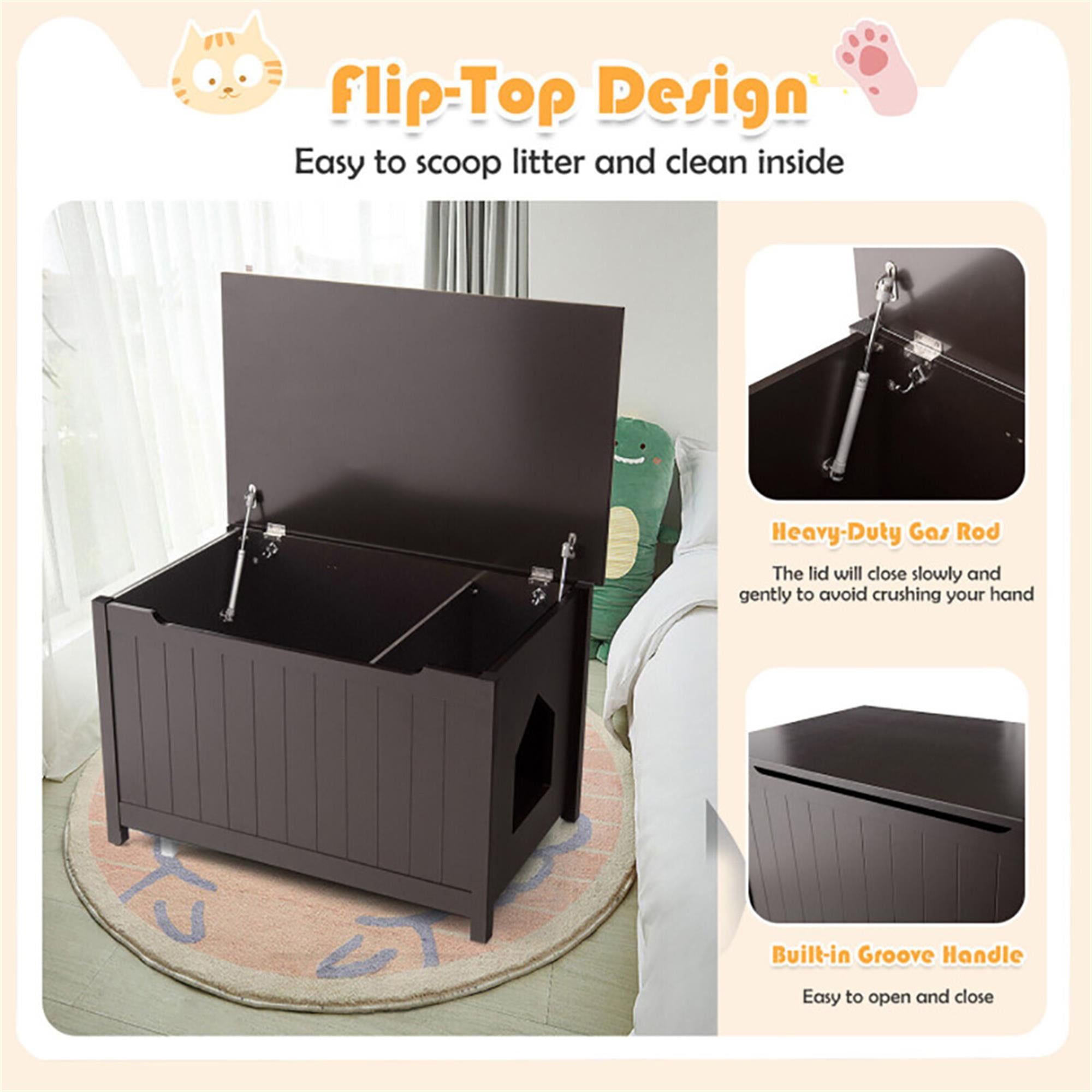 Kadyn 31" Cat Litter Box Enclosure, Dog-Proof Cat House with Cover for Large Cats, Hidden Cat Litter Box Furniture, Brown