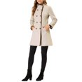 thumbnail image 2 of INSPIRE CHIC Women's Double Breasted Stand Collar Long Sleeve Winter Long Trenchcoat XS Beige, 2 of 6