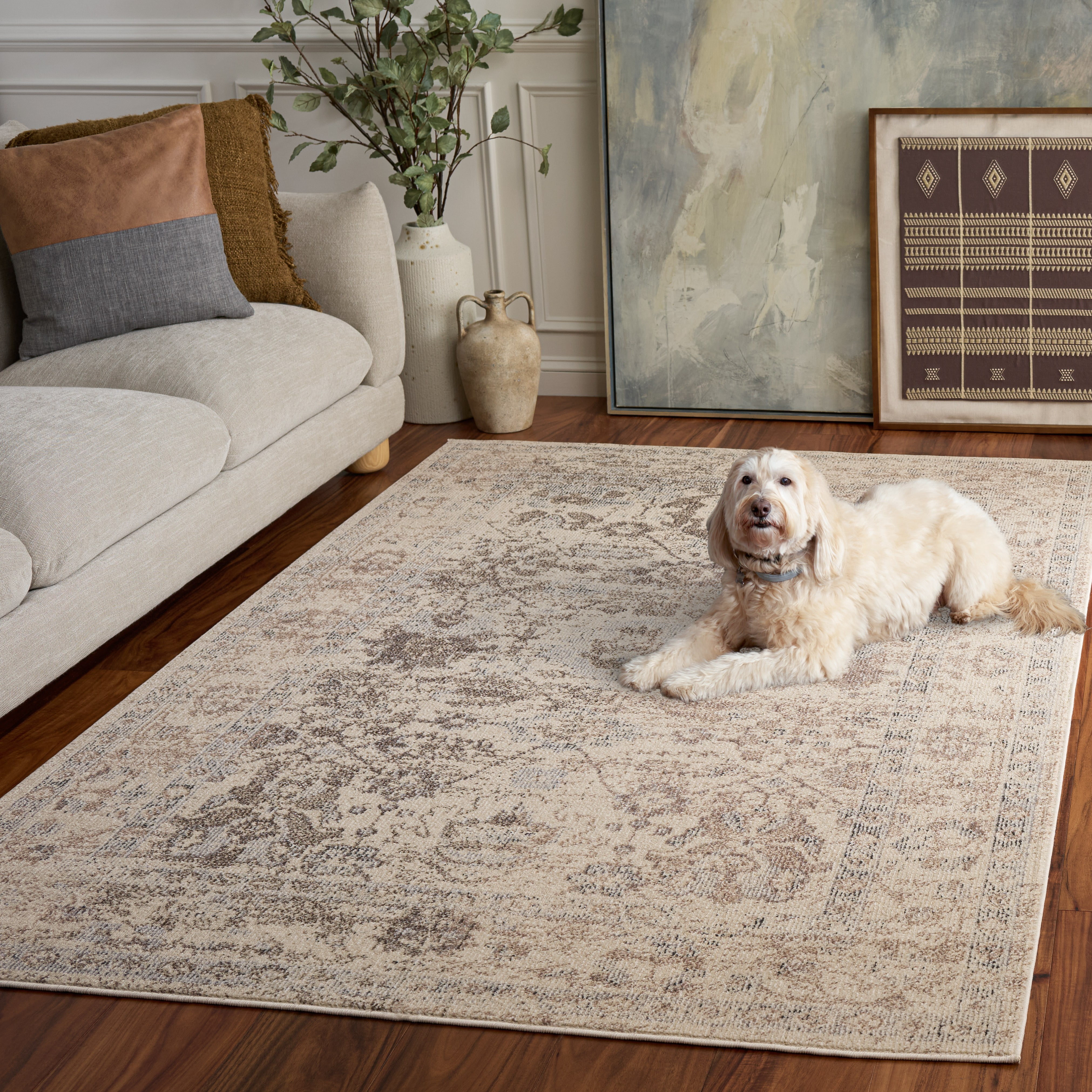 Safavieh Madison Audra Oriental Area Rug, Ivory/Beige Gray, 6' x 9'