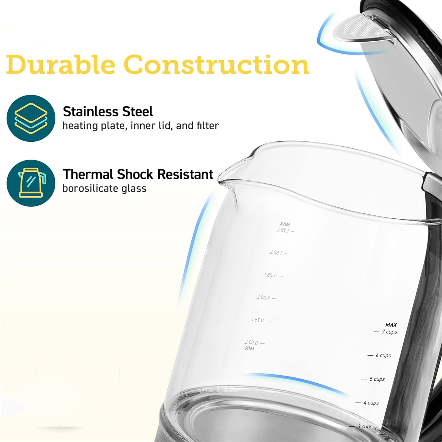 Electric Kettle Temperature Control with 6 Presets, 60min Keep Warm 1.7L Electric Tea Kettle & Hot Water Boiler, 304 Stainless Steel Filter, Auto-Off & Boil-Dry Protection