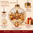 thumbnail image 4 of Glowing Christmas Story Ornament, 3.15in Light-Up Mini Holiday Scene with Warm LED Light, Festive Keepsake Gift for Home Christmas Party Tree Mantel Holiday Decoration, F, 4 of 7