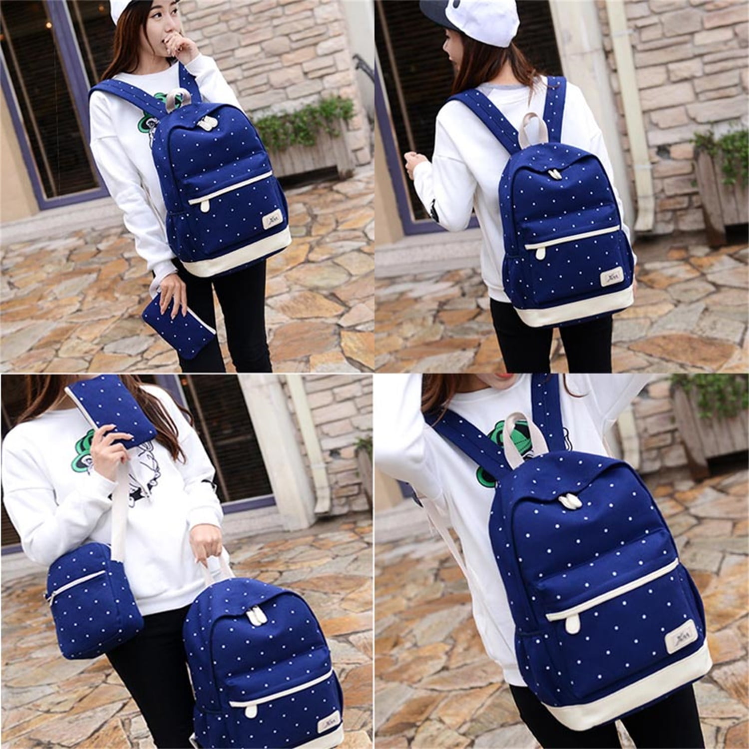 Lowestbest Backpack Bookbag Set, Canvas School Backpacks for Teen Kid, Outdoors Backpacks for Camping, Deep Blue Lowestbest Backpack Bookbag Set, Canvas School Backpacks for Teen Kid, Outdoors Backpacks for Camping, Deep Blue