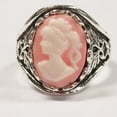 thumbnail image 2 of Women Elegant Pink Wax Elizabeth Portrait Cameo Proposal Jewelry Gift Engagement Wedding Rings, 2 of 2