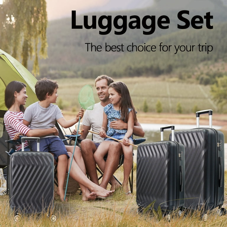 Hardside Lightweight Luggage Luggage Set 3 Pieces Featuring 4 Spinning Wheel Checked Luggage with Robust Abs and Secure Tsa Lock 20 24 28 In Black Walmart