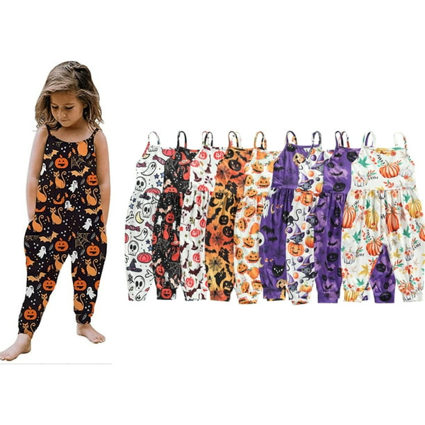 JYYYBF Toddler Girls Sleeveless Jumpsuit Halloween Pumpkin Romper One