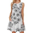 thumbnail image 1 of RWJDXD Robe d'Été Ample et Confortable pour Femmes Col Rond Manches Courtes Motif Floral Jupe Sans Manches Été Jupe Ample Respirante Robe de Soirée pour Femmes, 1 of 7