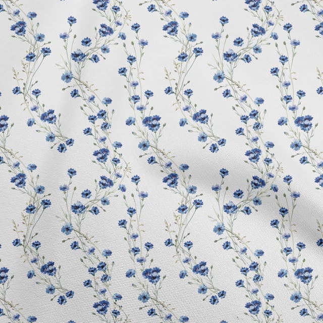 oneOone Polyester Spandex Medium Blue Fabric Floral Craft Projects Decor Fabric Printed By The Yard 56 Inch Wide