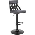 thumbnail image 1 of Tabouret de Bar Angelo Réglable en Faux Cuir Gris & Bois Noir, 1 of 9