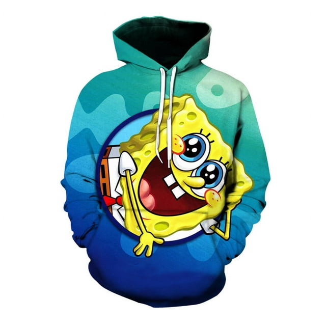 SpongeBob SquarePants Chandail à Capuchon Hip-Hop de Dessin Animé pour Hommes Femmes Unisexe