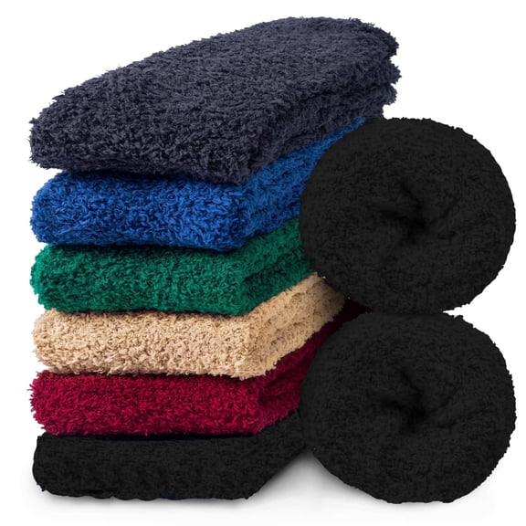 Loritta 6 Pairs Mens Fuzzy Sock Fluffy Warm Winter Cozy Socks for Men Size 6-12